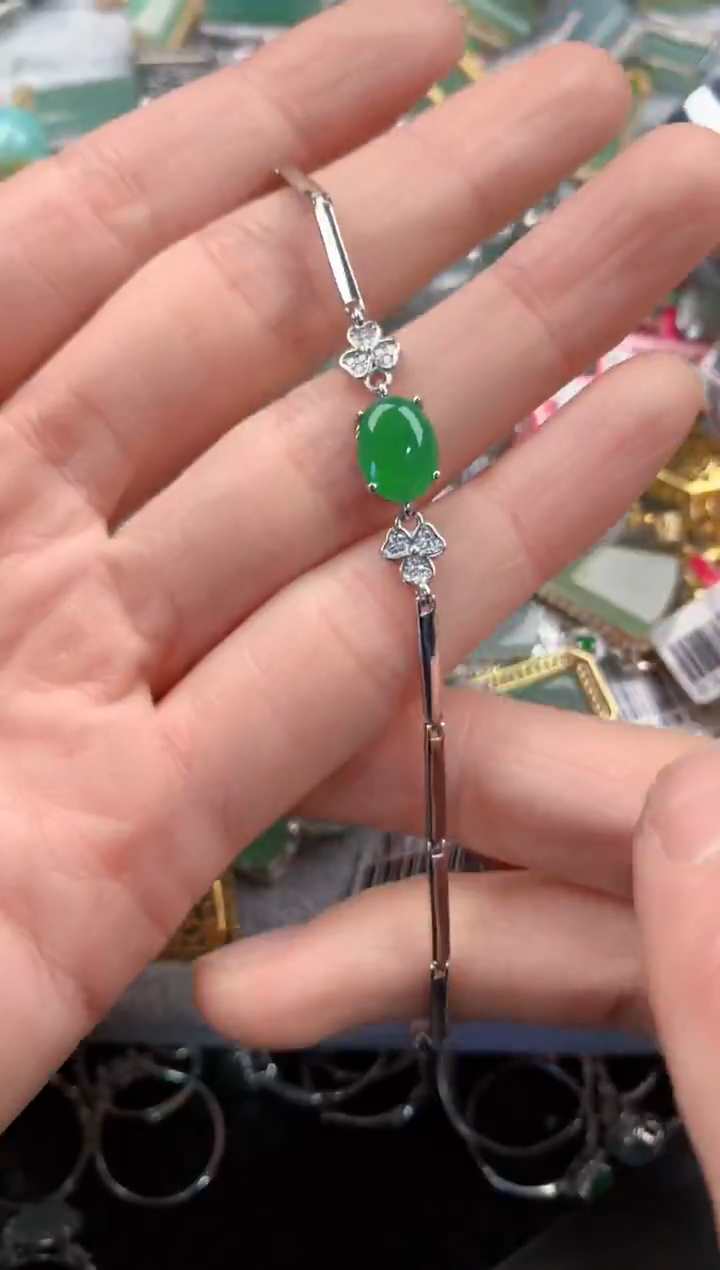 银S925镶嵌戒指翡翠555   10