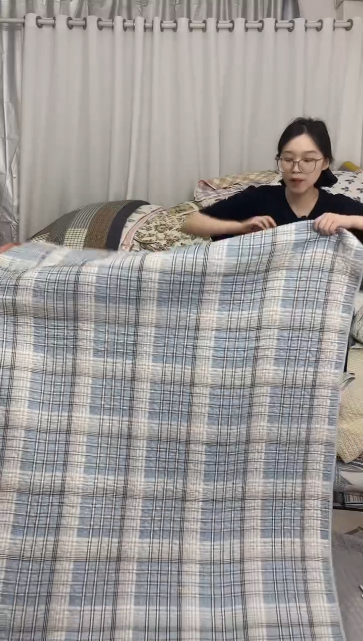 棉140*200蓝白格子