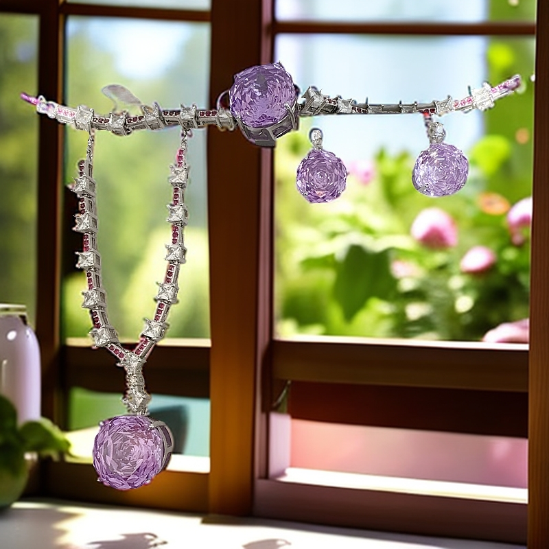 臻选项链 经典百搭设计紫色项链套装DM99377