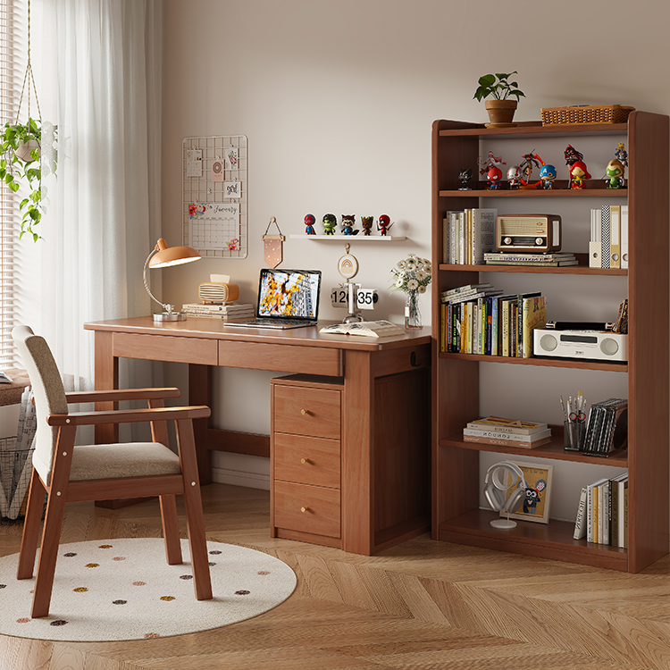 全实木书桌日式写字台简约现代办公桌家用卧室台式学生电脑桌