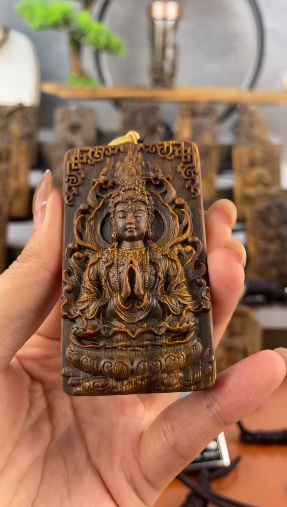 木木雕款芽庄 新款莲花观音cm送养香瓶 