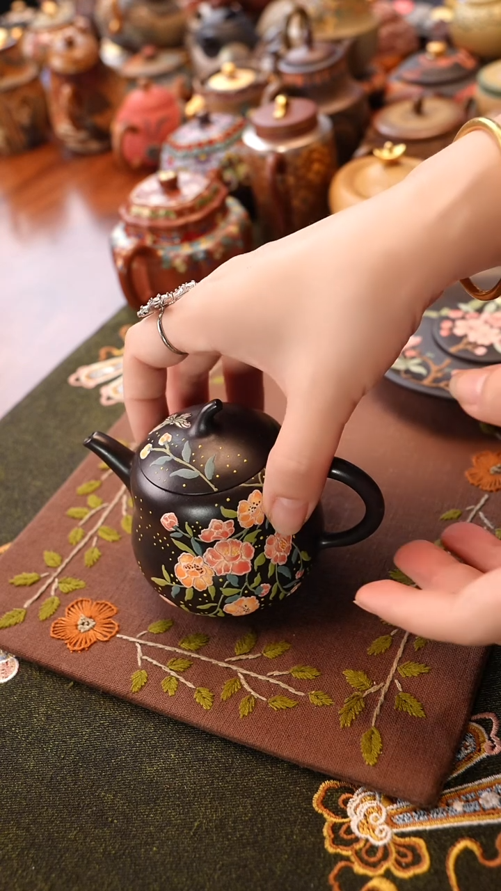 茶壶紫砂繁花葫芦
