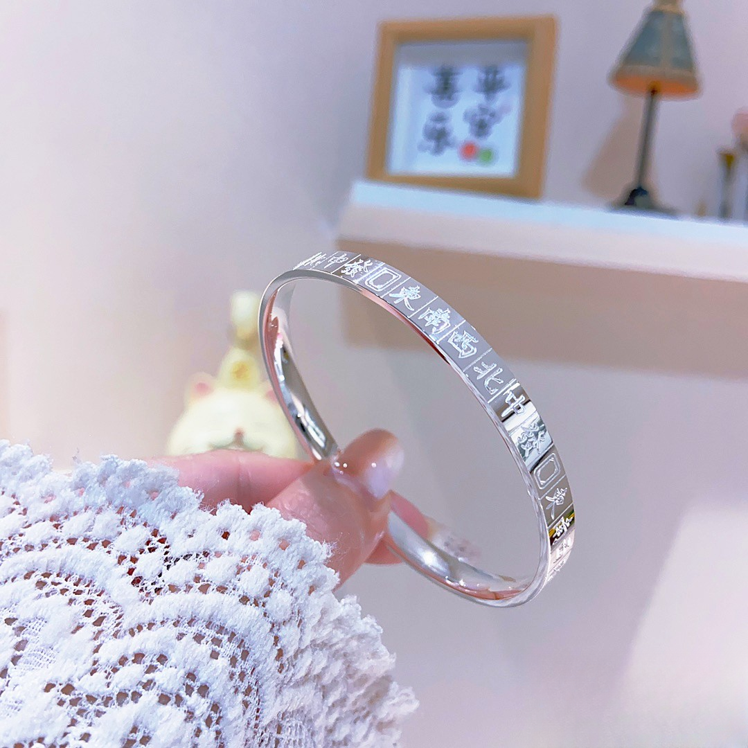 足银手镯 A63麻将十三幺手镯把把胡杠上开花银镯子时尚小众送女友