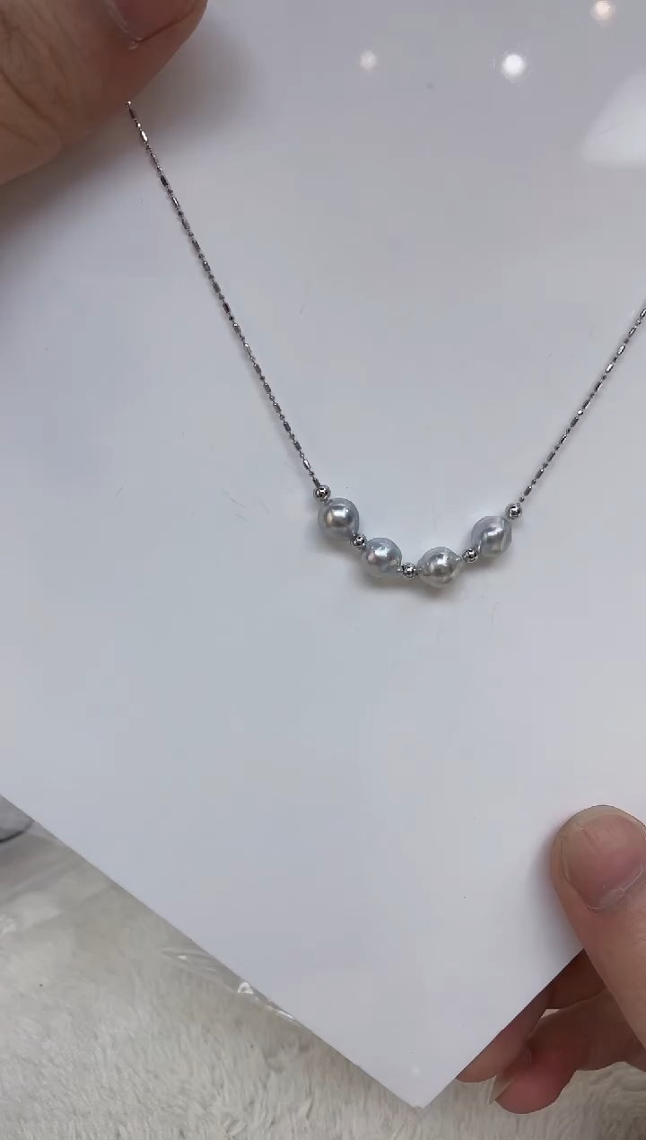 海水珍珠银S925镶嵌颈饰