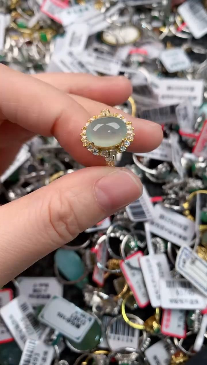 银S925镶嵌戒指翡翠555---2