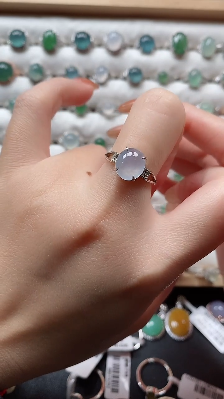 【闪购商品】翡翠戒指银S925镶嵌一物一证一礼盒