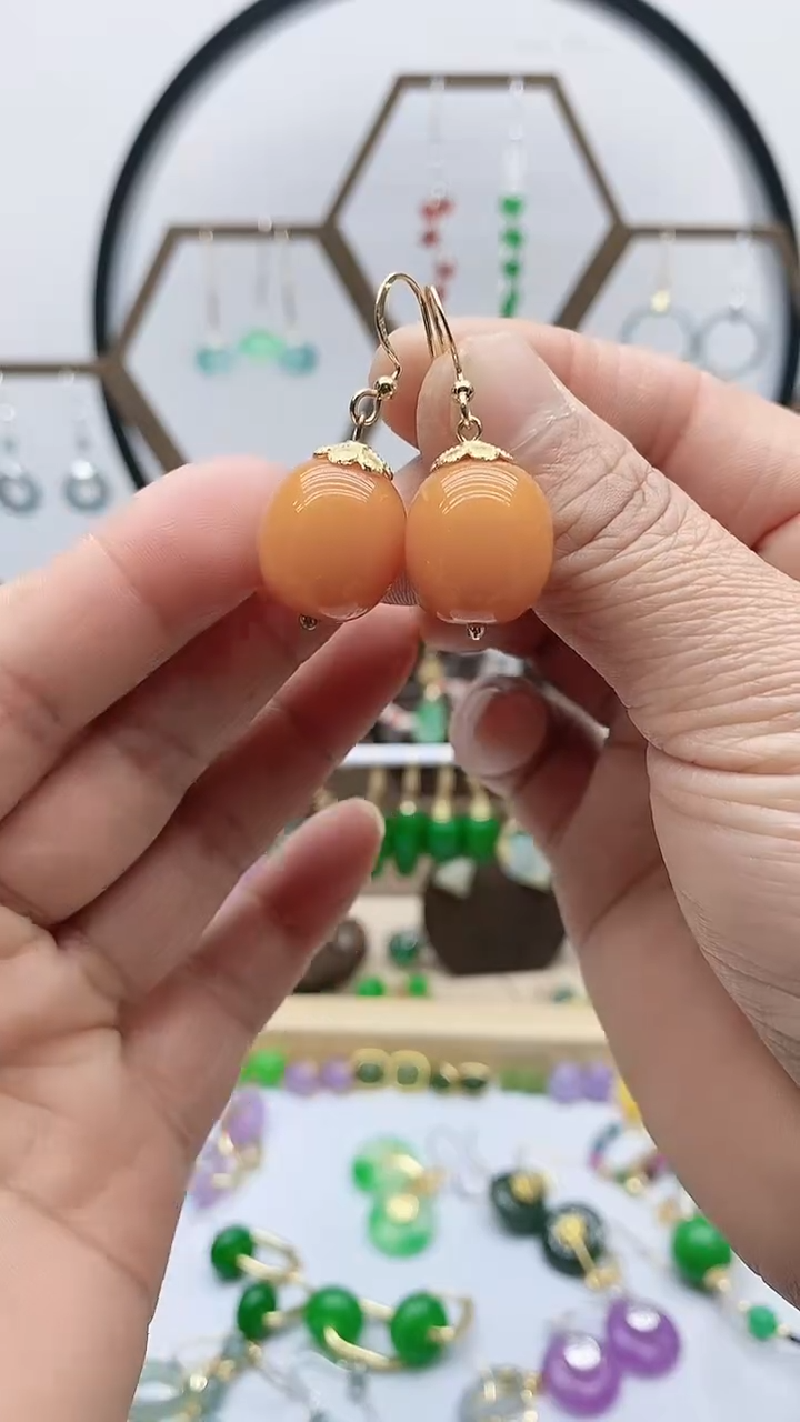 蜜蜡未镶嵌耳饰82蜜蜡