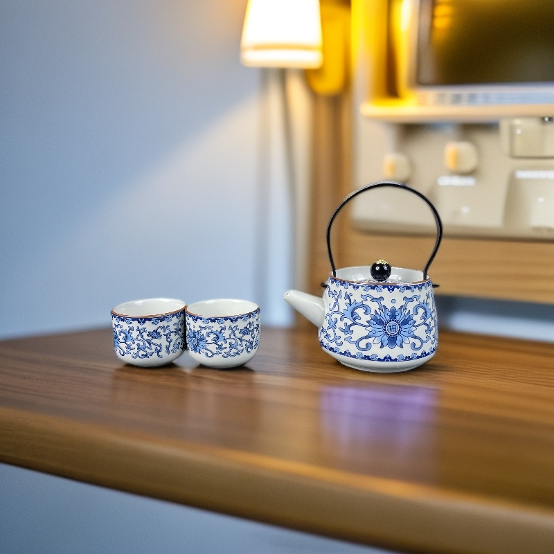 ZH3988-缠枝莲一壶+2杯家用简约陶瓷创意