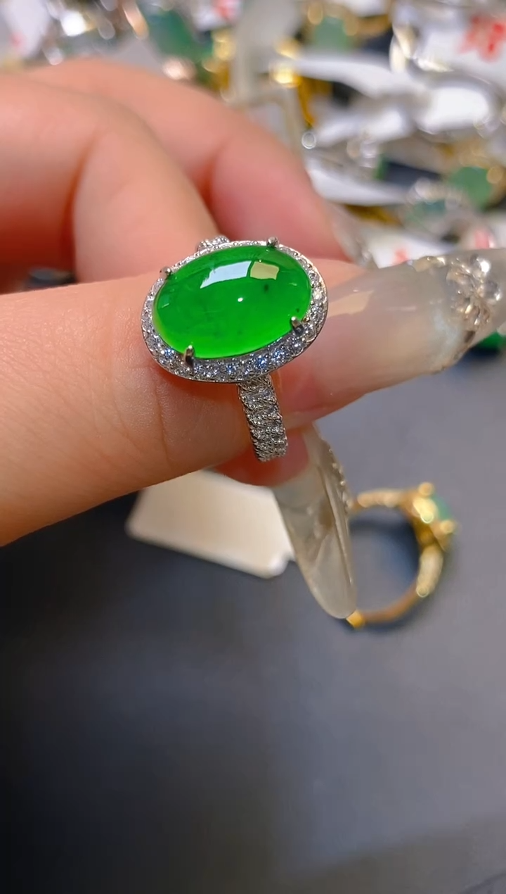 【闪购商品】翡翠耳饰银S925镶嵌天然A货翡翠1