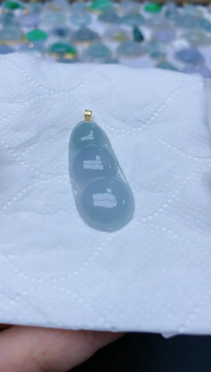 翡翠18K金镶嵌颈饰天然缅甸A货翡翠