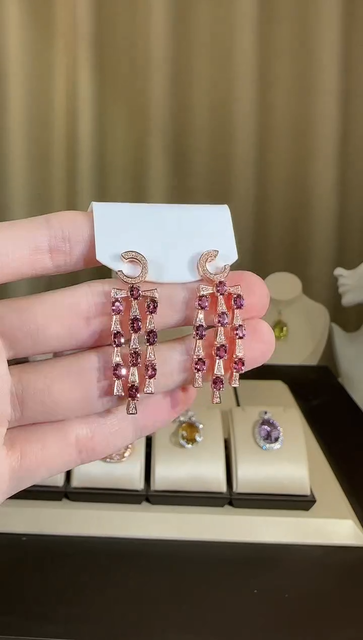 【闪购商品】石榴石耳坠银S925镶嵌设计款