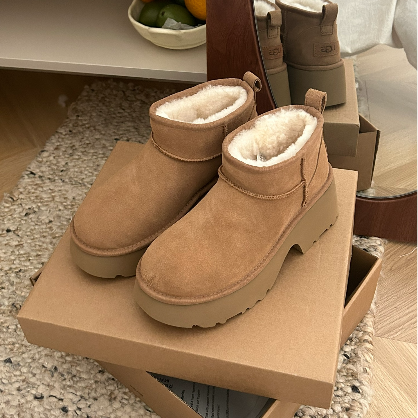 【桑坡雪地靴】人鱼冬季保暖加绒增高时尚百搭女款中筒厚底雪地靴