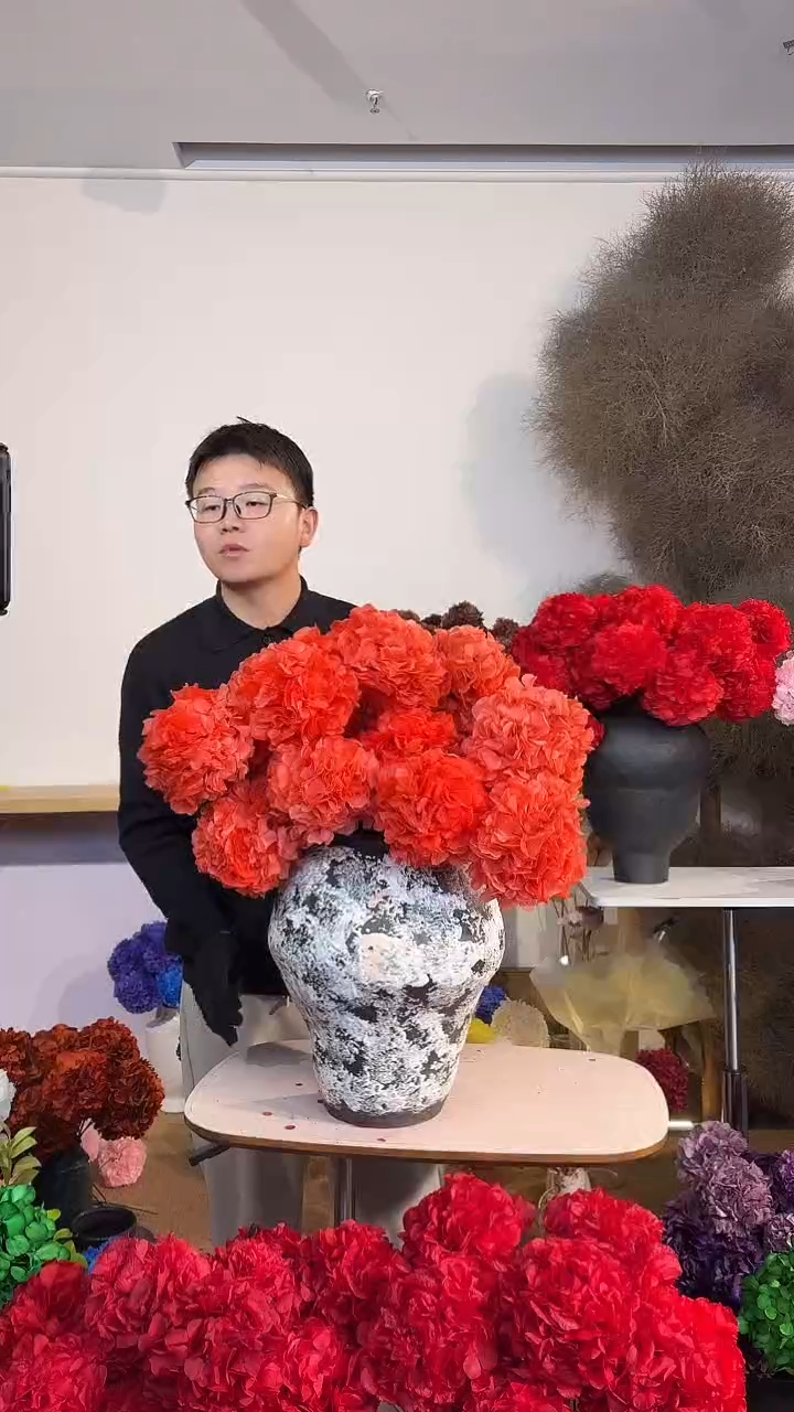 漂色永生大叶绣球花球5枝  红咖