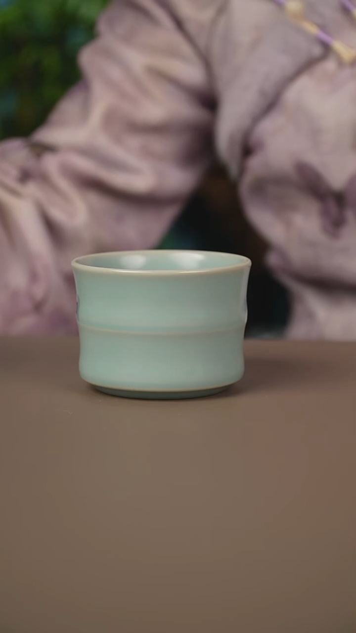 仿古竹节杯微暇不开片    