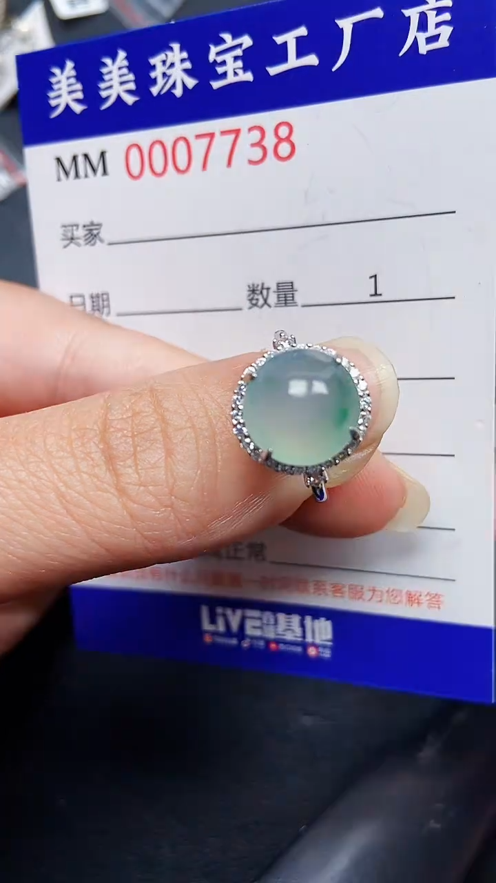 颈饰银S925镶嵌翡翠7738