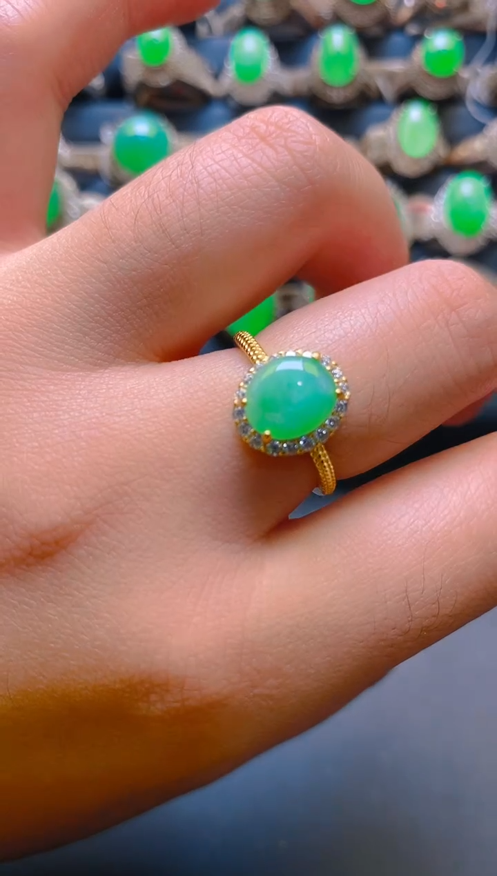 【闪购商品】翡翠耳饰银S925镶嵌天然A货翡翠1