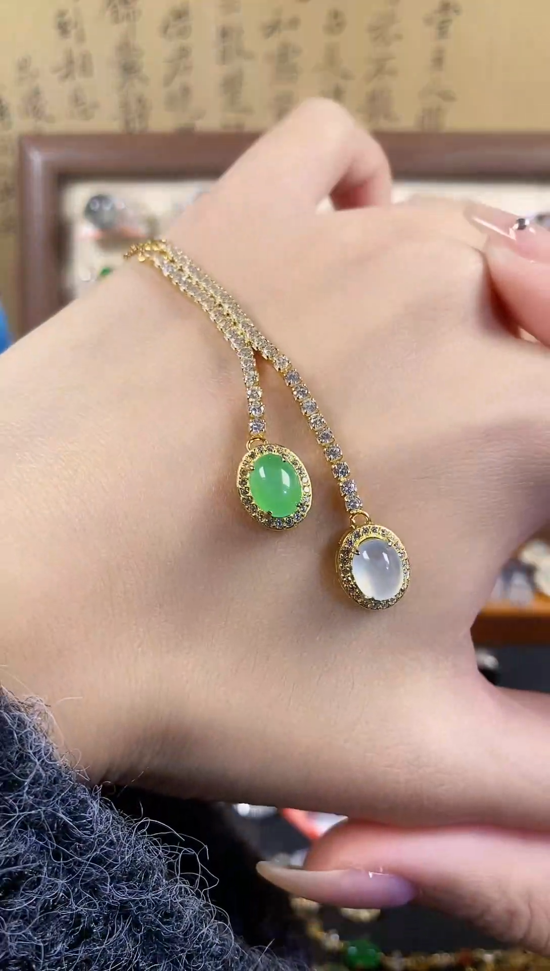 银S925镶嵌戒指翡翠 天然A货翡翠91