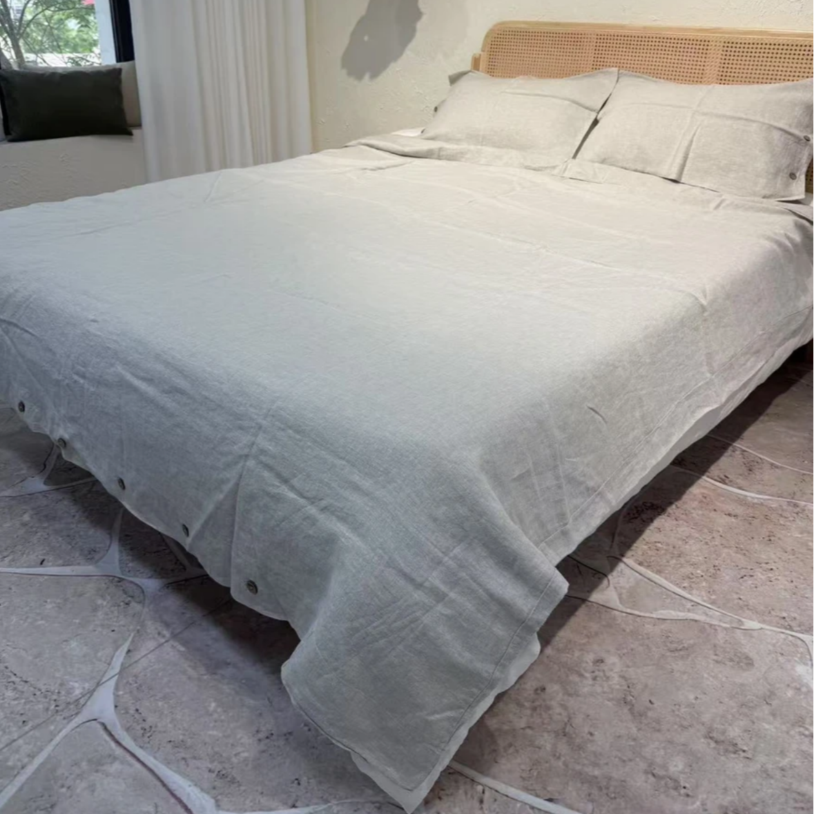 麻品时代【無事】【100%纯亚麻】亚麻四件套纯色床上用品