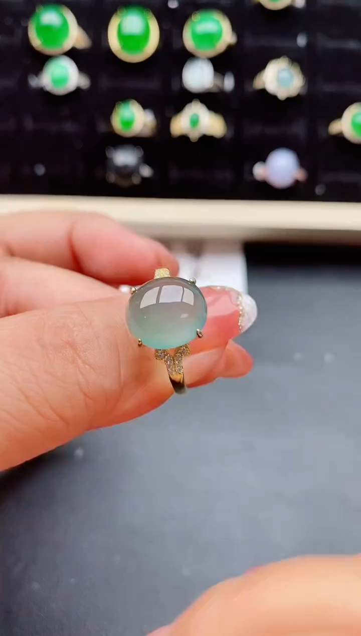 【闪购商品】翡翠戒指银S925镶嵌8550