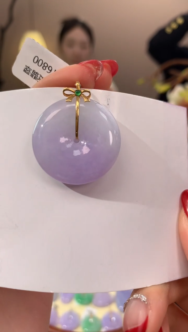 【闪购商品】翡翠颈饰18K金镶嵌天然缅甸a货翡翠