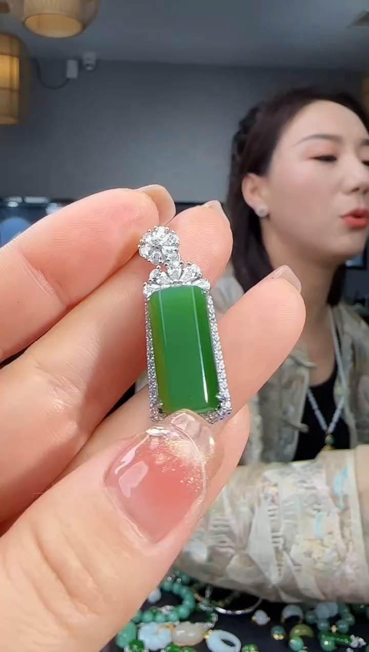 吊坠(不含链)银S925镶嵌和田玉1
