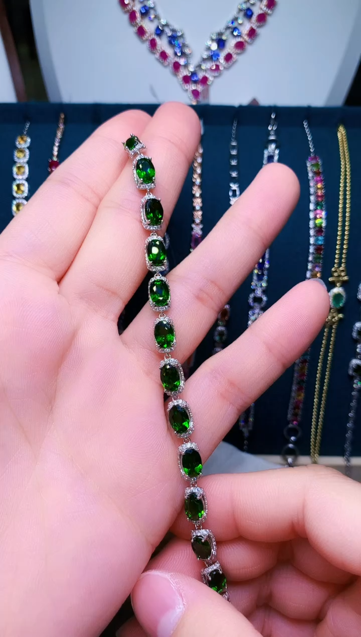 【闪购商品】透辉石手链银S925镶嵌92-10