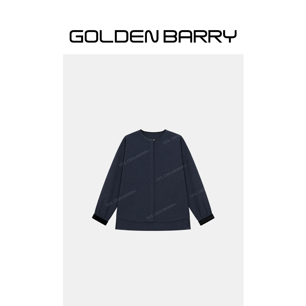 GOLDENBARRY｢云柔尘禾｣丝绒拼接长袖衬衣216002