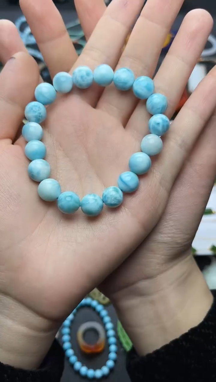 未镶嵌针钠钙石（海纹石）手串圆珠手串06