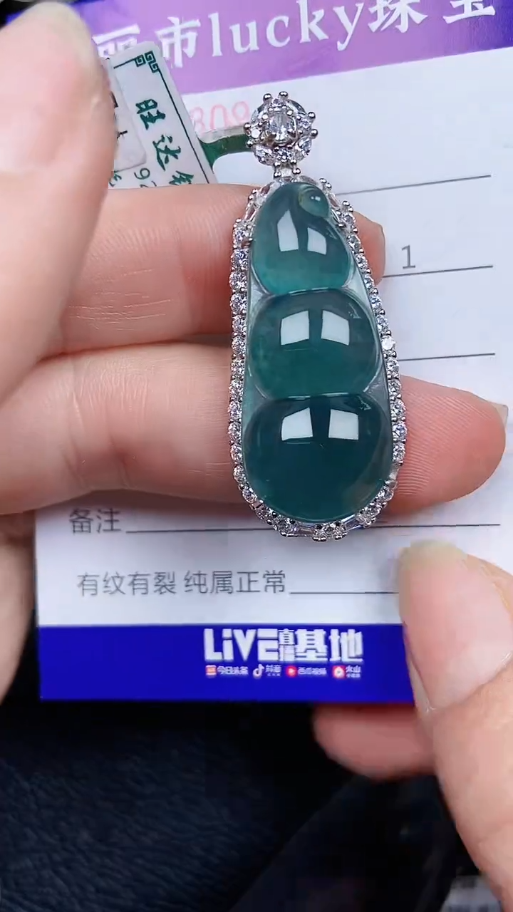 颈饰银S925镶嵌翡翠1809