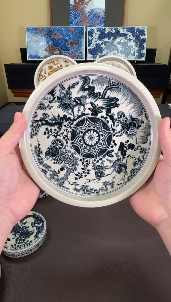 【闪购商品】瓷片二号釉鬼谷子纹壶承