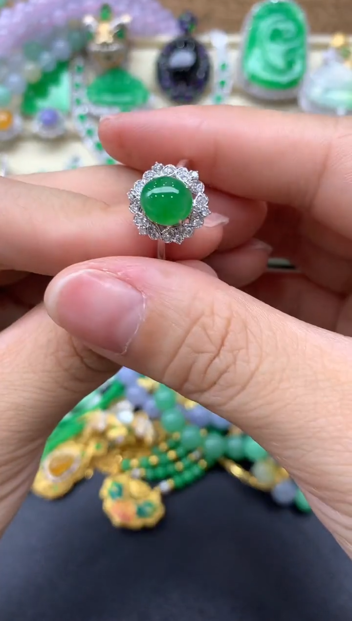 【闪购商品】翡翠戒指18K金镶嵌487-中国好珍宝