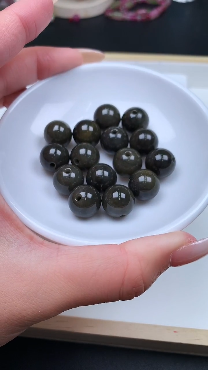 散珠翡翠翡翠卡13MM散珠15颗