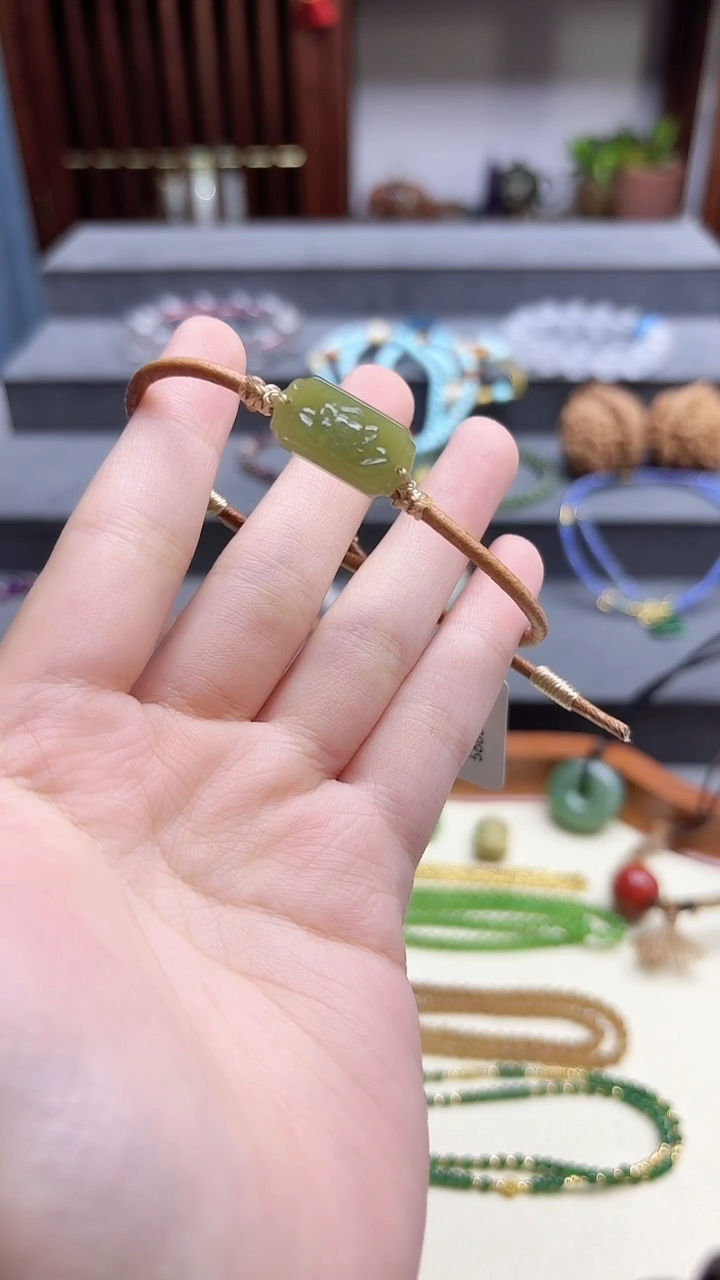 未镶嵌和田玉挂件和田玉雕花牌手绳QC