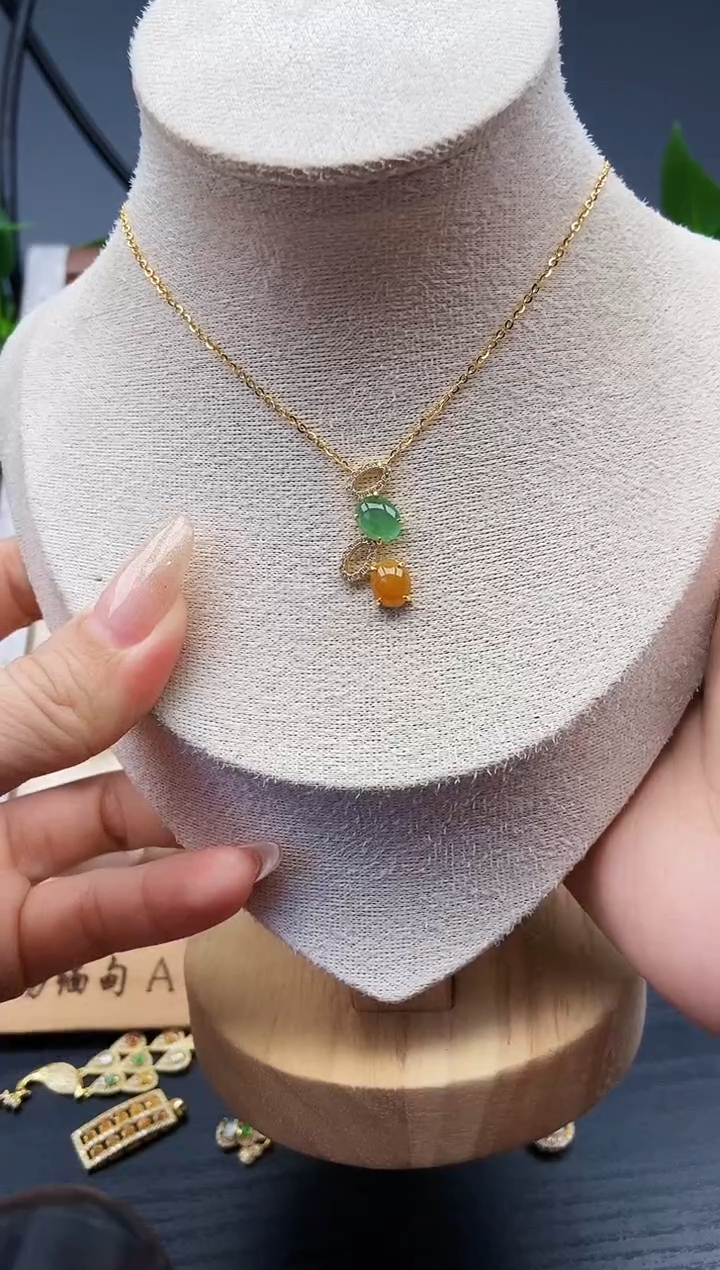 颈饰银S925镶嵌翡翠12