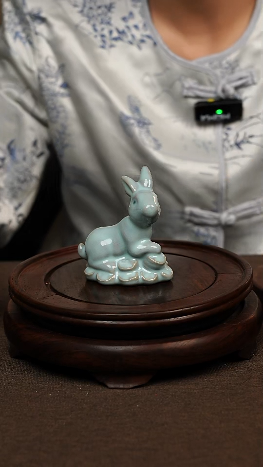 瓷片天青色茶宠 前途似锦 微瑕不带礼盒