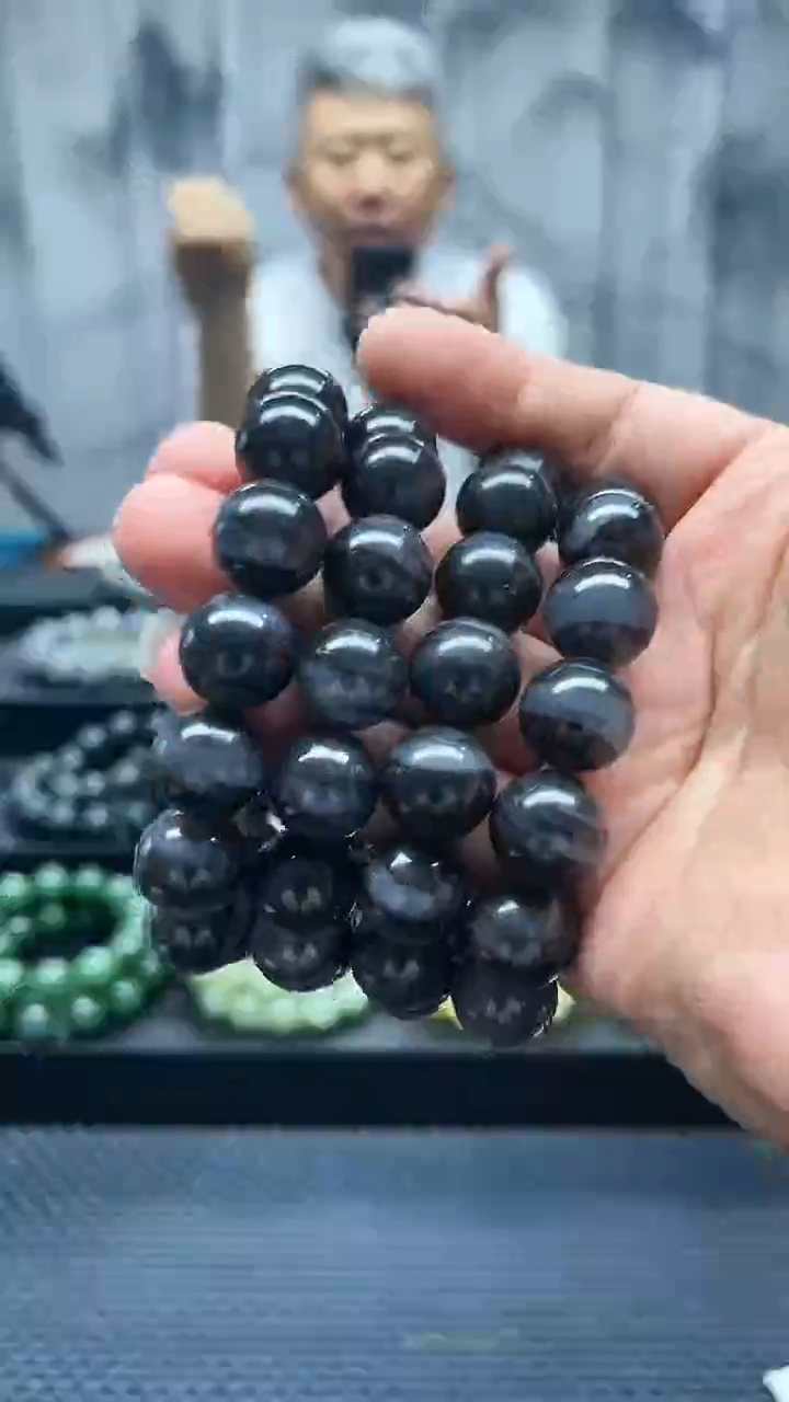 手串未镶嵌和田玉戈壁青花卡16纯天然拍一发一