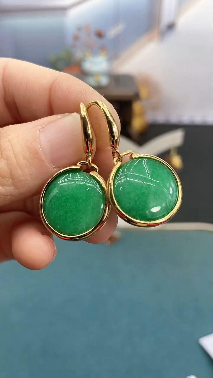 银S925镶嵌耳饰玛瑙/玉髓花好月圆