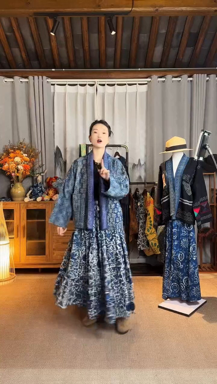 【闪购商品】设计师款蓝染刺子绣外套