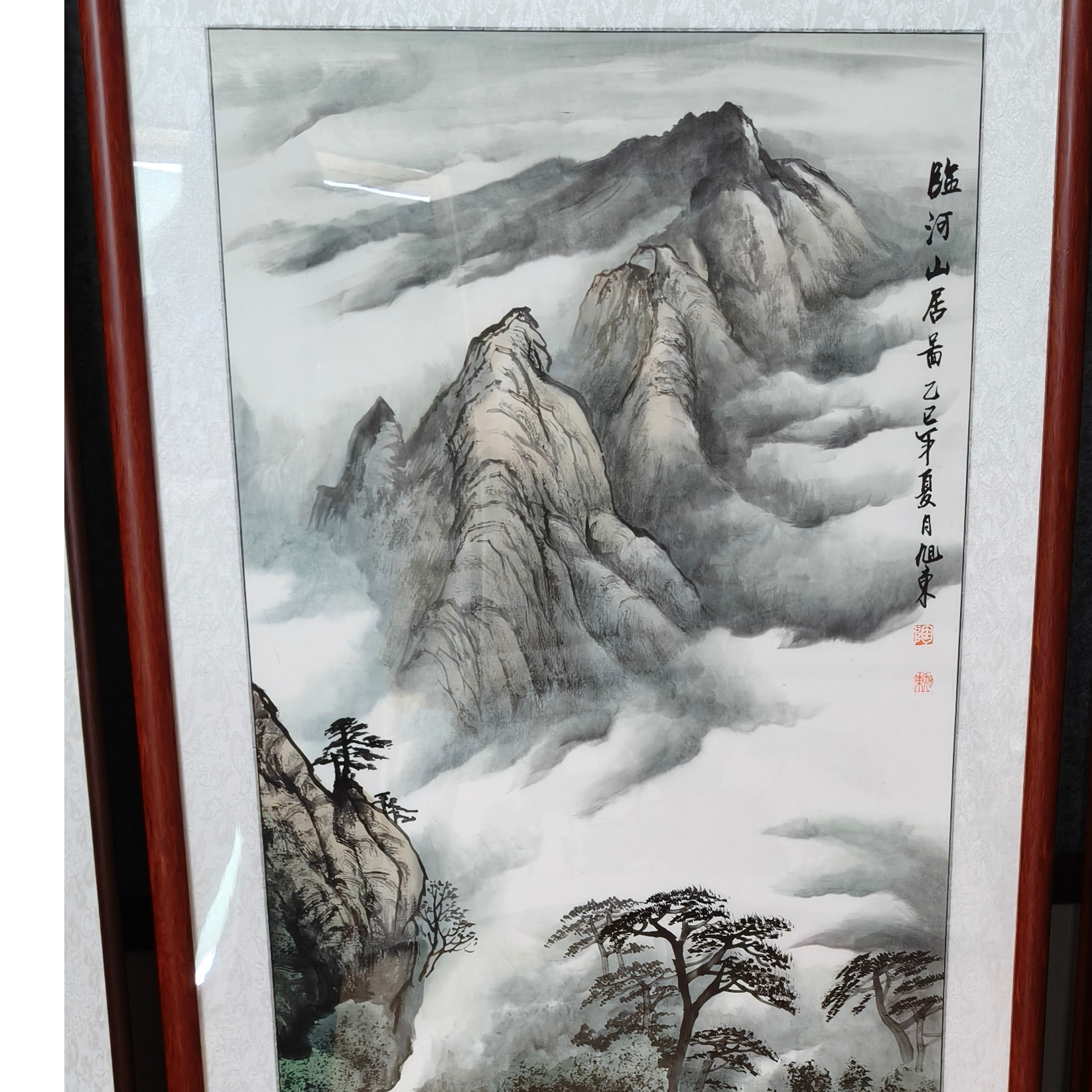 手绘国画客厅玄关挂画带框