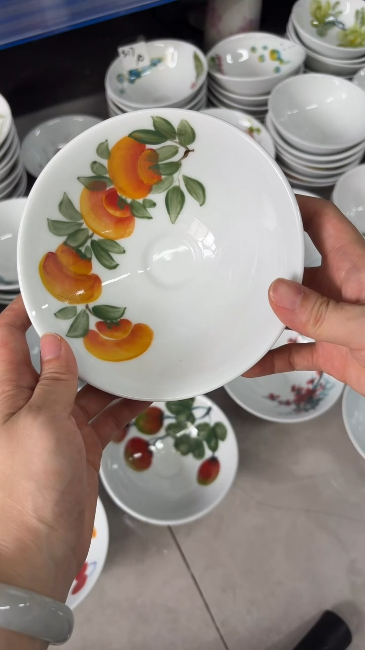 瓷片景德镇高温釉中彩-斗笠碗7