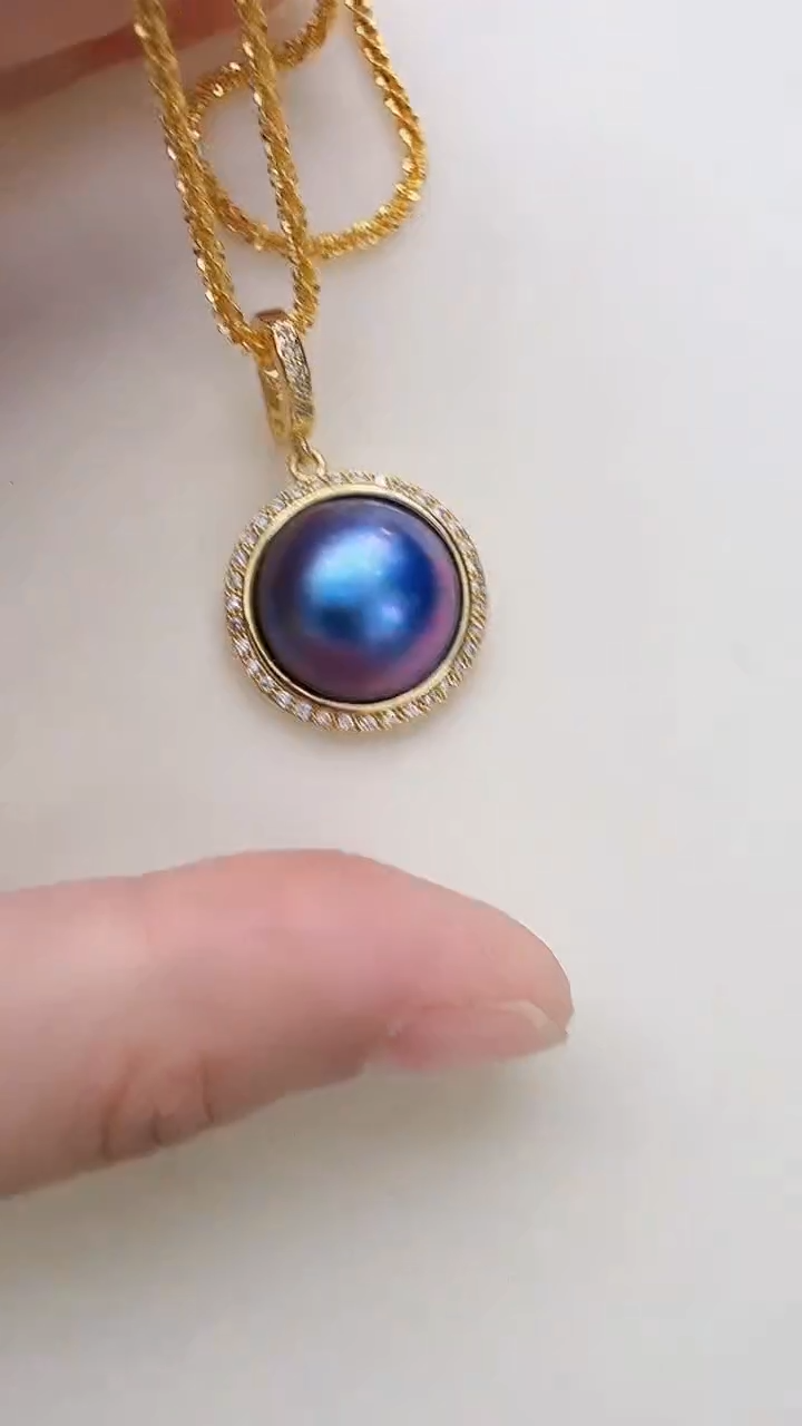 未镶嵌颈饰拼合珍珠（马贝珠）金色太阳花