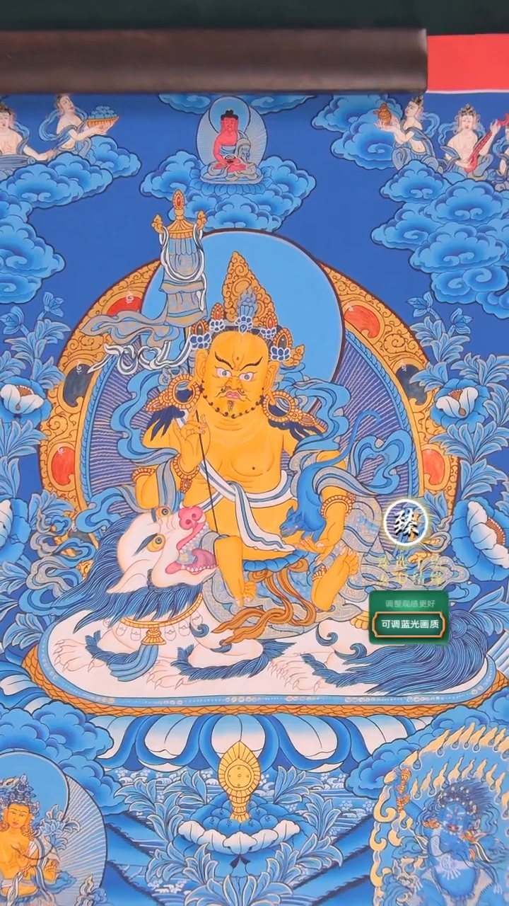 【闪购商品】卷轴画纯手绘蓝唐雪山财宝天60*45画芯