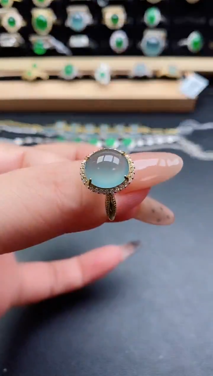 银S925镶嵌戒指翡翠1