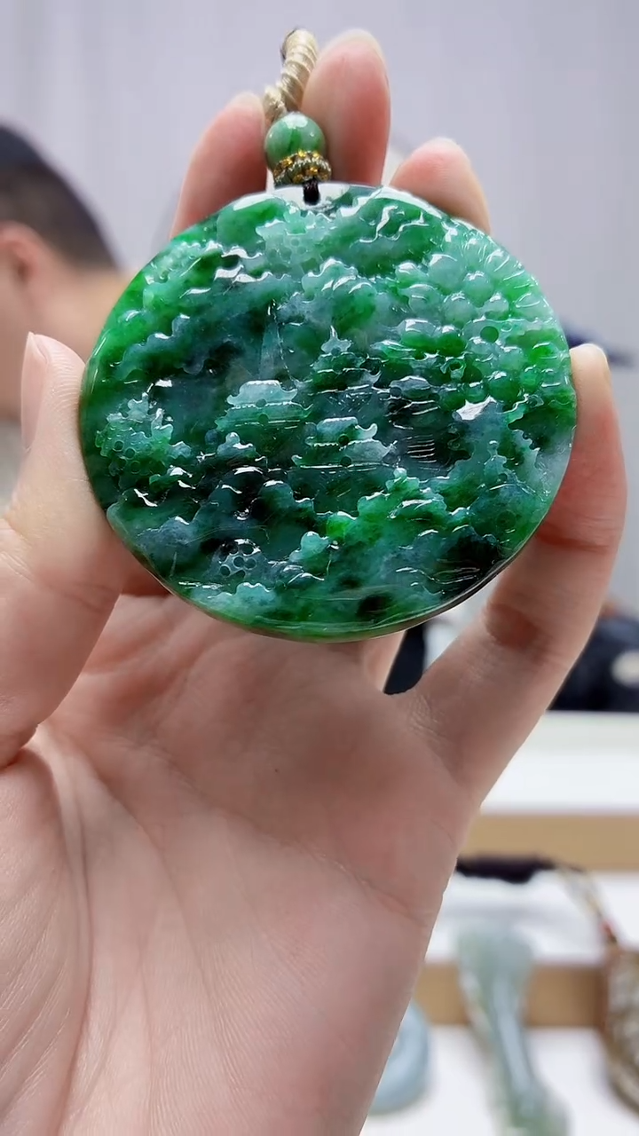 未镶嵌定制翡翠4898zm-毛货挂件山水137