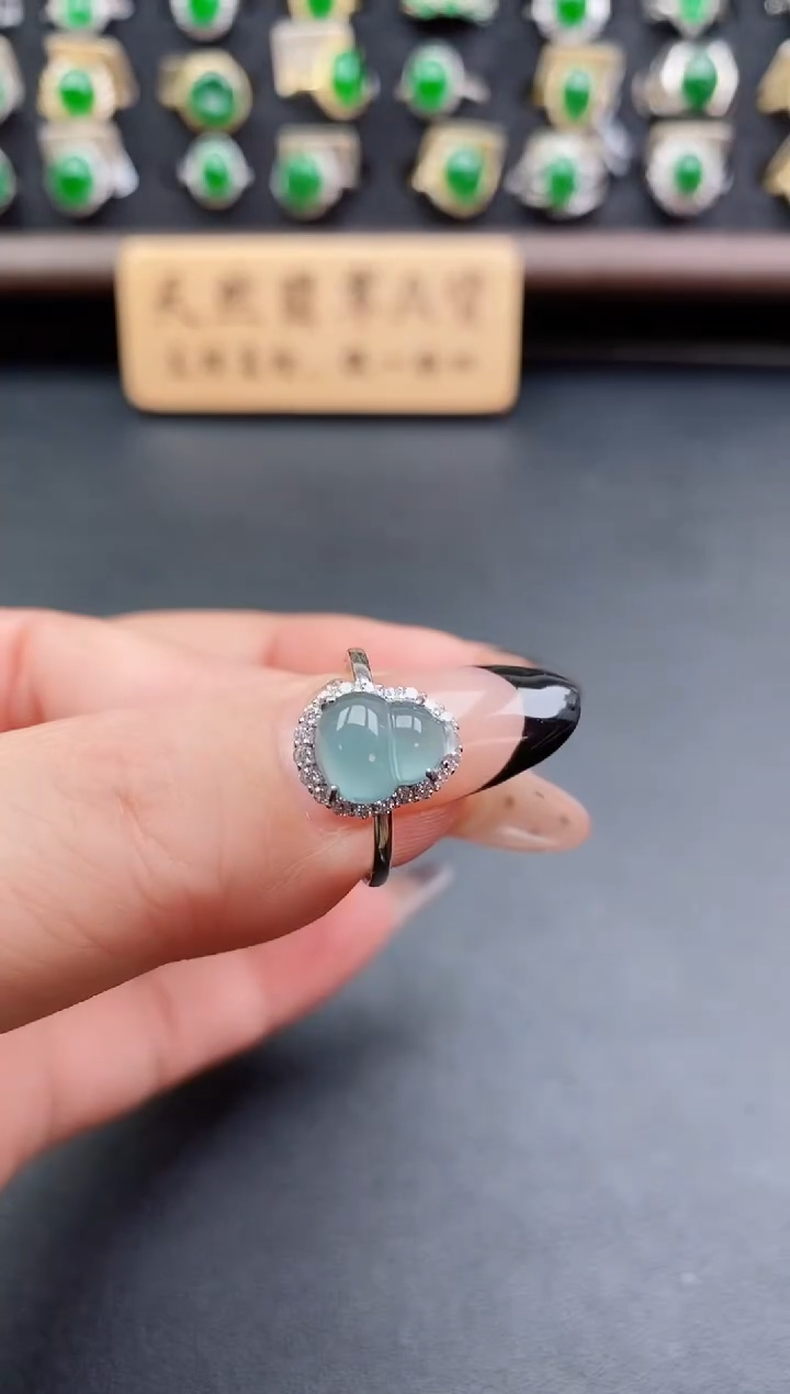 银S925镶嵌戒指翡翠1