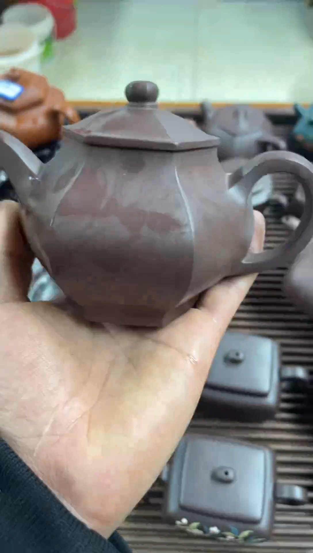 茶壶紫砂六方潘壶