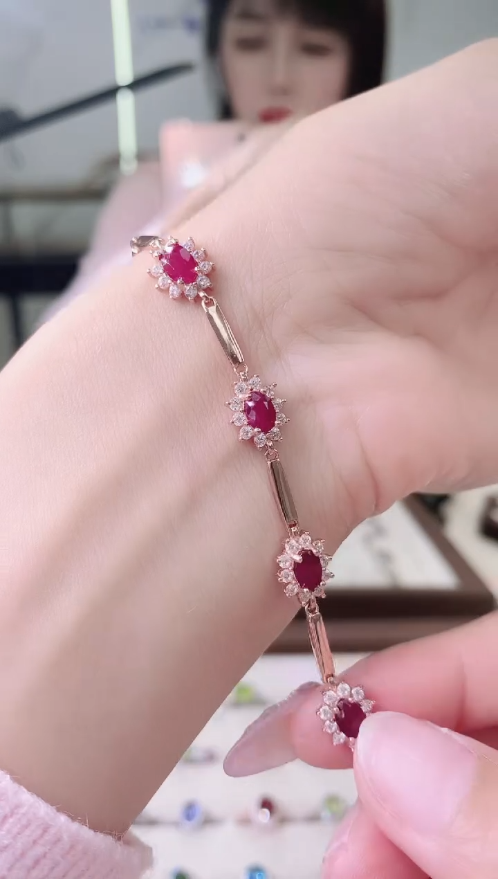 【闪购商品】红宝石手链银S925镶嵌2-5