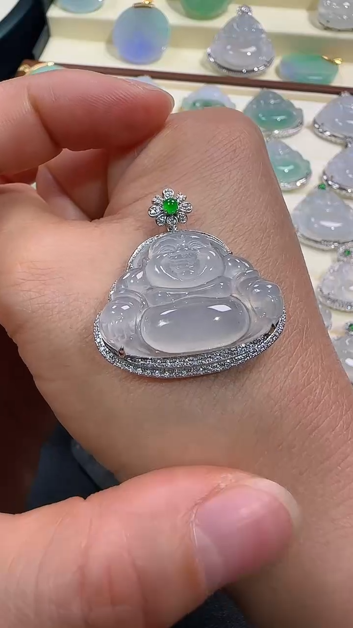 【闪购商品】翡翠颈饰18K金镶嵌翡翠佛公