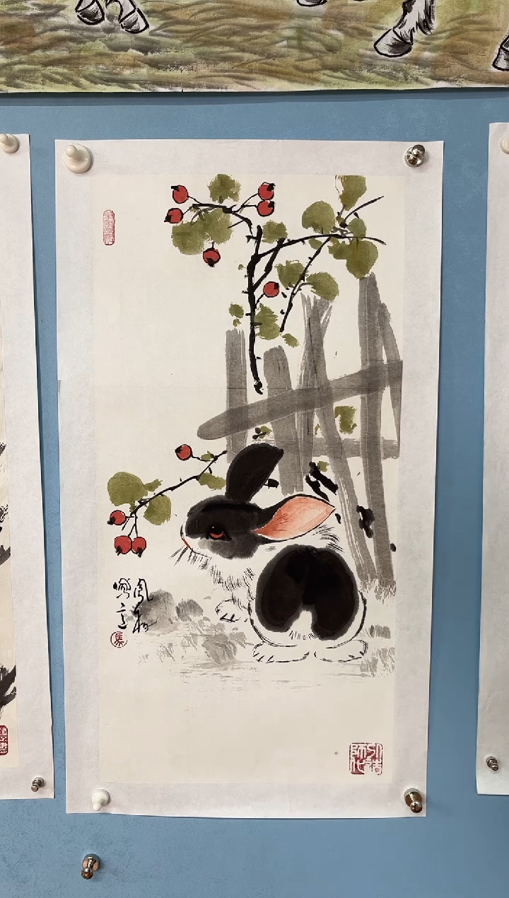国画用****0马凤柏兔子图