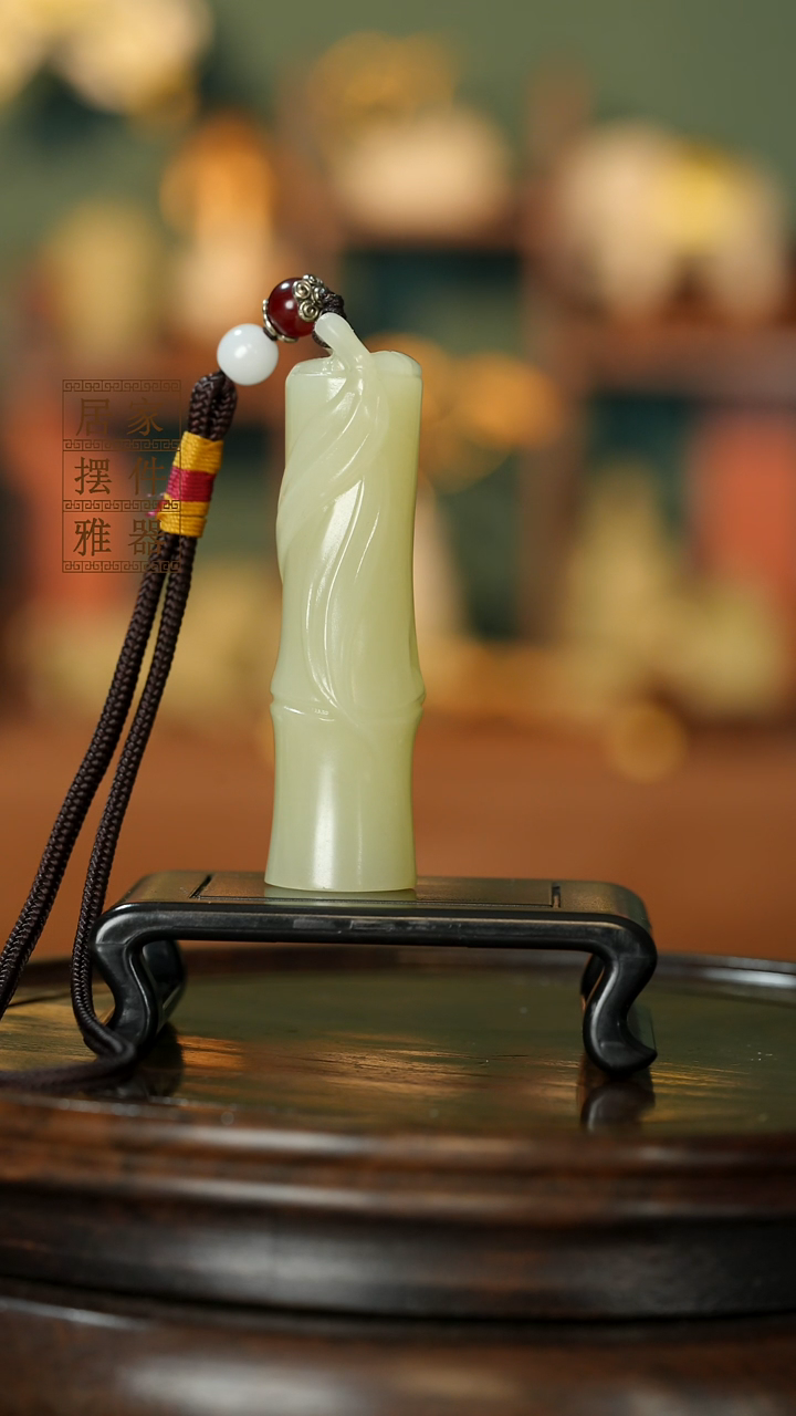 玉《大叶竹节》摆件